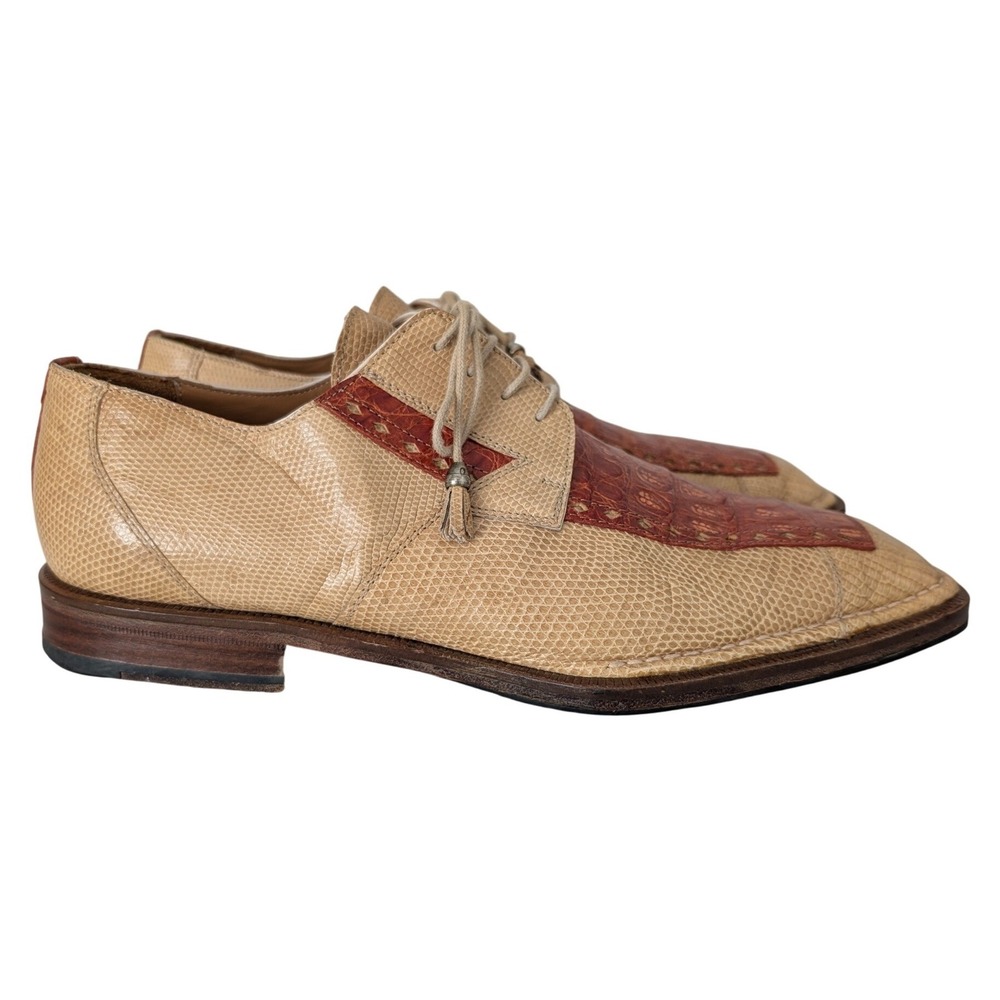 VTG David Eden Ostrich Leg Crocodile Dress Shoes Men 11 Exotic Leather Italian‎